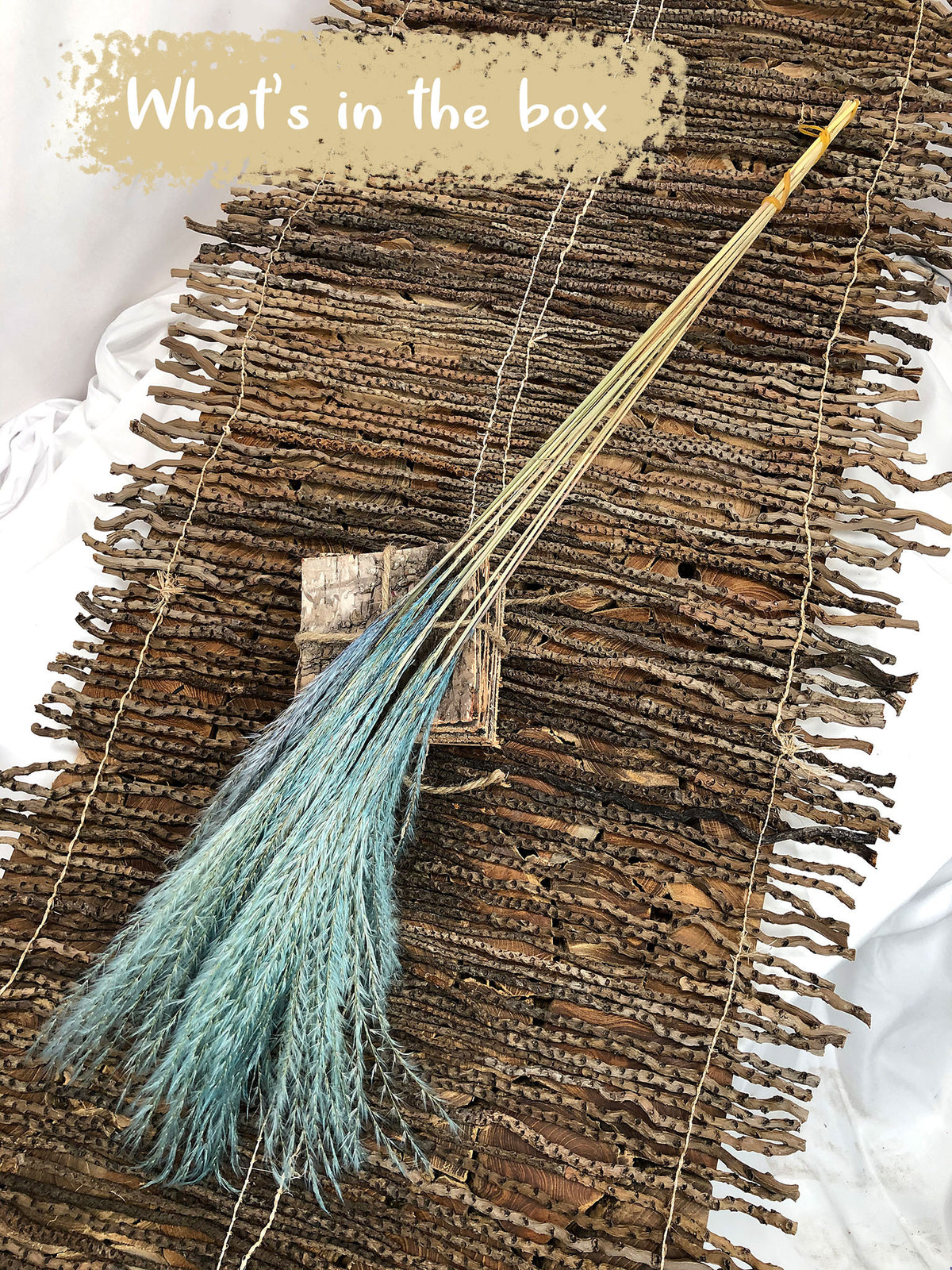 Dried Light Blue &quot;Fluffy Silver Grass&quot; in a 10 stem bunch