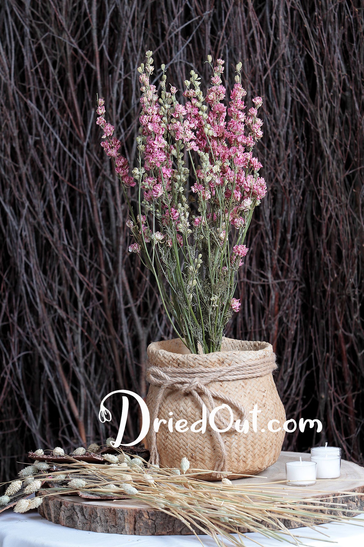 Dried Natural Pink &quot;Delphinium&quot; Flowers by the bunch