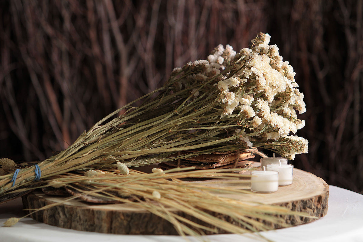 Dried Natural White &quot;Statice&quot; Flower by the bunch